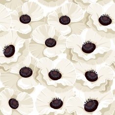 Seamless background with white poppies Vector illustration