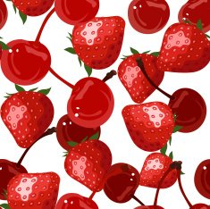 Seamless background with red berries Vector illustration