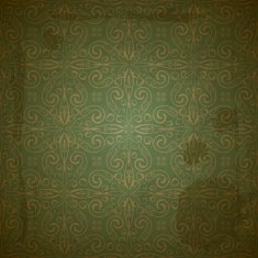 floral golden pattern on green grungy background N2