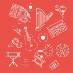 Musical Instruments Icons White Outline
