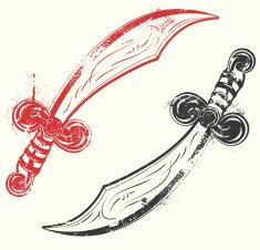 Aged tatto style scimitars