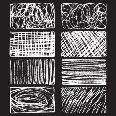 Rough hatching grunge drawing textures set vector illustration