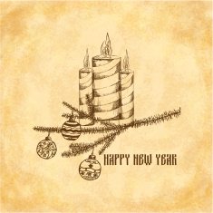 New year vintage invitation in sketch style N2