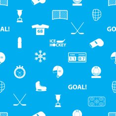 ice hockey sport icons blue and white seamless pattern eps10