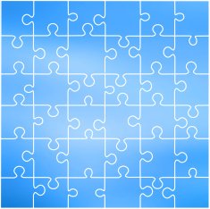 Puzzle template 36 pieces blue background vector N2