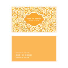 Vector golden lace roses horizontal frame pattern business cards set N2