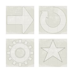 Four icons arrows gear star