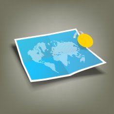 Blue Paper Folded four fold and world map