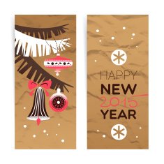 Vintage Christmas banner set Happy New Year cards