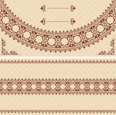 beige card with dark brown ornament - vector