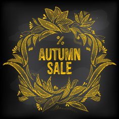 Floral hand drawing frame and sketch message for autumn sale