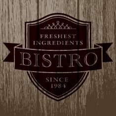 Vintage Bistro Label on Aged Wood