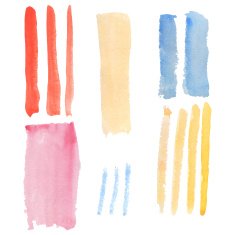 Watercolor paint strokes on white background