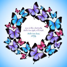 Colorful butterflies circle frame pattern N2