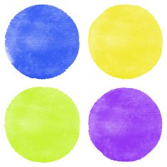 Four bright watercolor circles