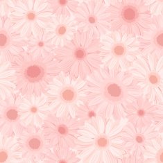 Seamless background with pink gerbera flowers Vector illustration