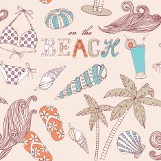 Vector seamless vintage pattern summer Pastel color