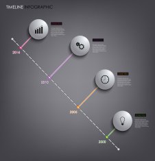Time line info graphic white round template N2