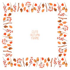 Vector watercolor autumn frame Illustration Beautiful background N4
