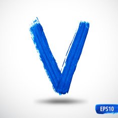 Watercolor Alphabet Letter V Grunge background