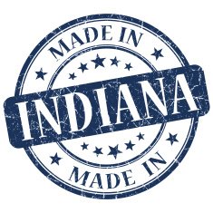 made in Indiana blue round grunge isolated stamp