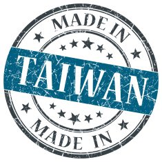 made in Taiwan blue grunge round stamp
