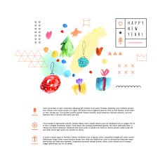 Creative Merry Christmas and Happy New Year watercolor card N4