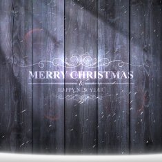 Bright Merry Christmas lettering on Wooden background with snow N2