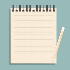 Brown notebook with dotted lines can shred and pencil vector