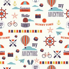 colorful summer newspaper texture pattern with balloons