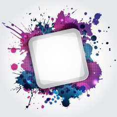 Modern white frame with blue blots