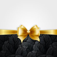 Invitation card with Gold holiday ribbon on vintage background