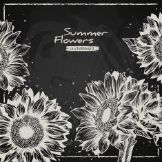 Stylish floral background hand drawn retro sunflowers N2