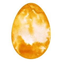 Watercolor orange Easter egg closeup isolated