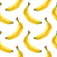 Watercolor seamless pattern with bananas on a white background