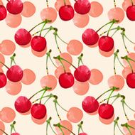 Seamless pattern with watercolor berry cherry