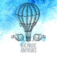 Aeronautic adventure Vector vintage illustration with balloon N2