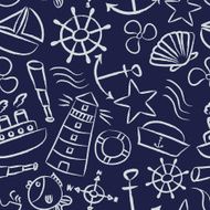 nautical sketch doodle vector icons seamless blue pattern eps10 N2