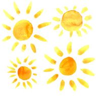 Watercolor set suns
