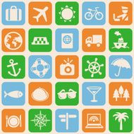 Vector seamless pattern with travel icons