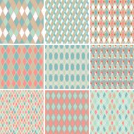 Seamless abstract retro pattern Set of 9 geometric texture N2