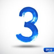 Watercolor Three Number Grunge Background