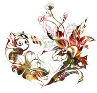 Flowers drawn in ink on old paper N34