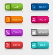 Colored set rectangular square web buttons design