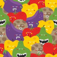 Crazy fruits and vegetables seamless pattern