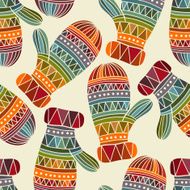 Vector seamless winter Christams pattern with Mittens
