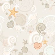 Summer background with shells Seamless texture