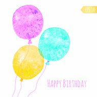 Card with colored watercolor paint balloons