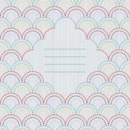 Text frame Traditional Japanese Embroidery Ornament with stylized fish scales