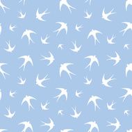 Seamless pattern with white swallows on blue Vector illustration N2